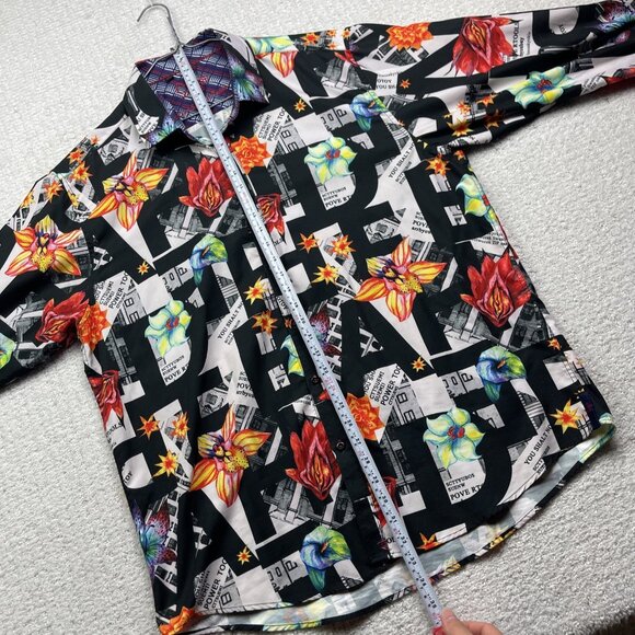 Sugar That Shirt Is Sweet Abstract Floral AOP Colorful Button Up Shirt Men XXL - Picture 11 of 13